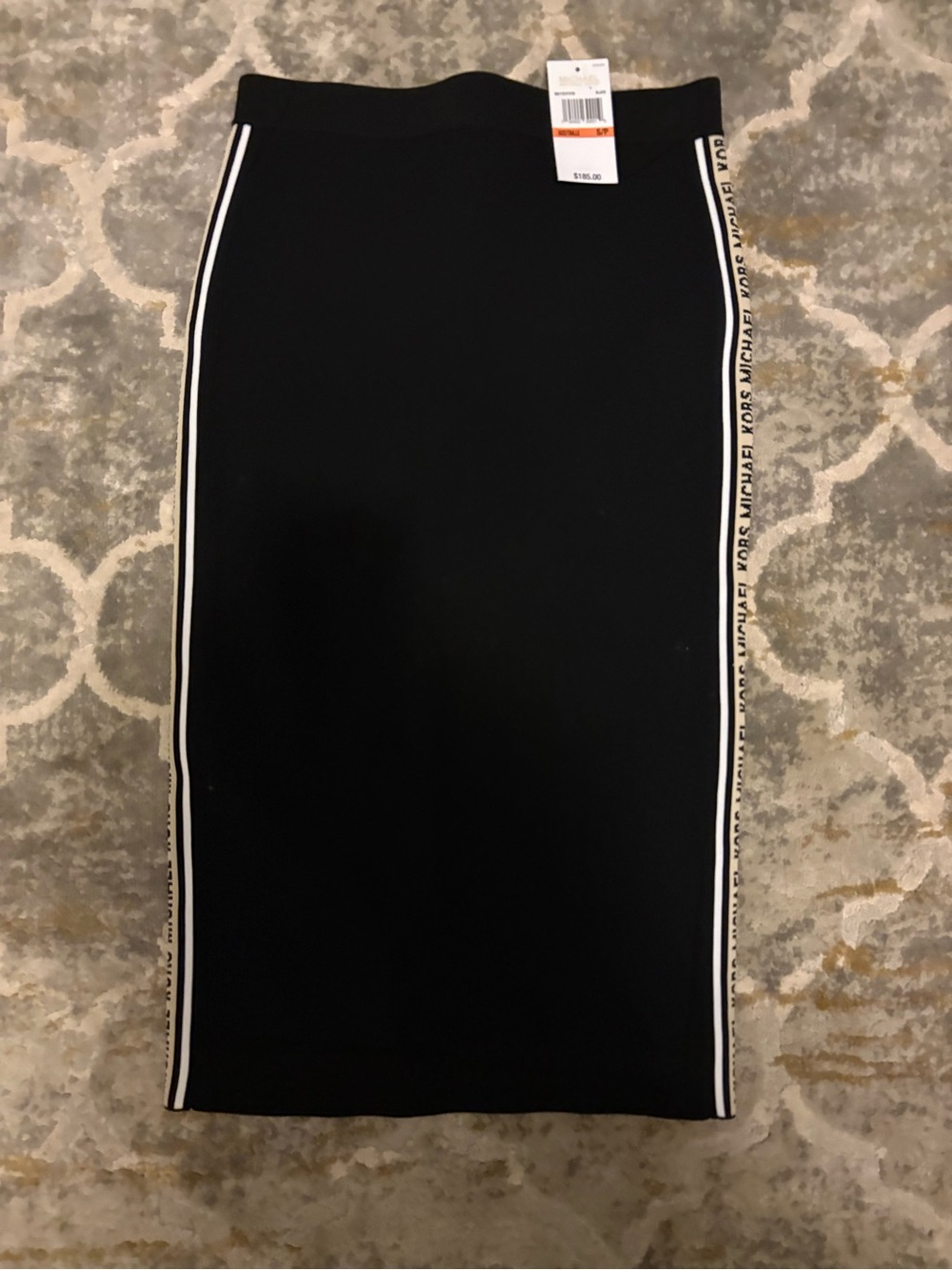 Michael Kors Black Pencil Skirt with White Side Trim